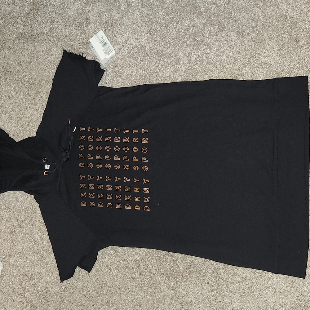 DKNY Metallic Logo Sneaker Dress Black Size M